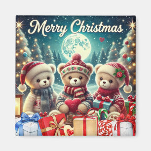 Imán Tres Cuidados Teddy Bears Feliz Navidad
