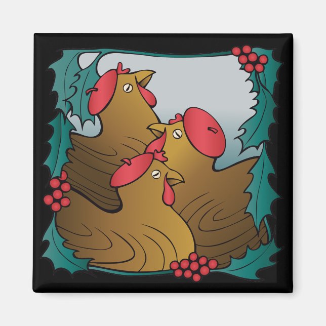 Imán Tres gallinas francesas (Frente)