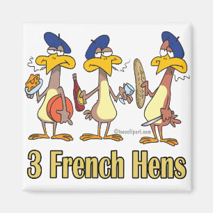 Imán tres gallinas francesas 3er tercer día de navidad