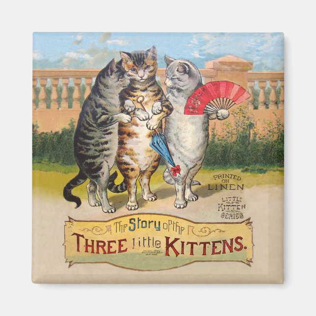 Imán Tres Gatitos Ilustración de Mamá Oca (Frente)