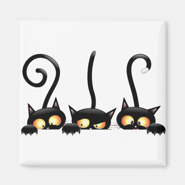 Imán Tres gatos negros (Frente)
