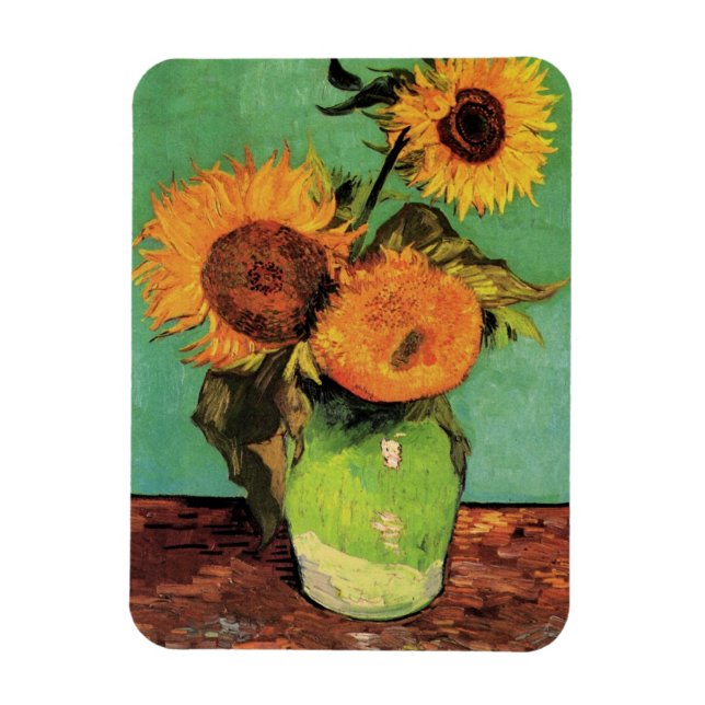 Imán Tres girasoles en una bolsa de Vincent van Gogh (Vertical)