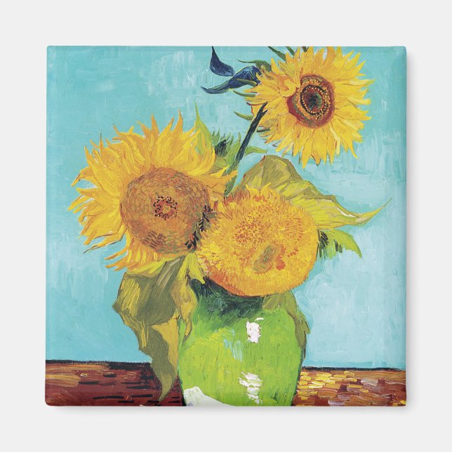 Imán Tres girasoles, Van Gogh (Frente)