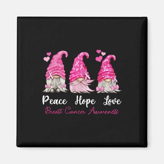 Imán Tres Gnomes Paz Esperanza Amor El Cáncer de Mama A (Frente)