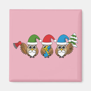 Imán Tres graciosos Navidades Gnome Owes