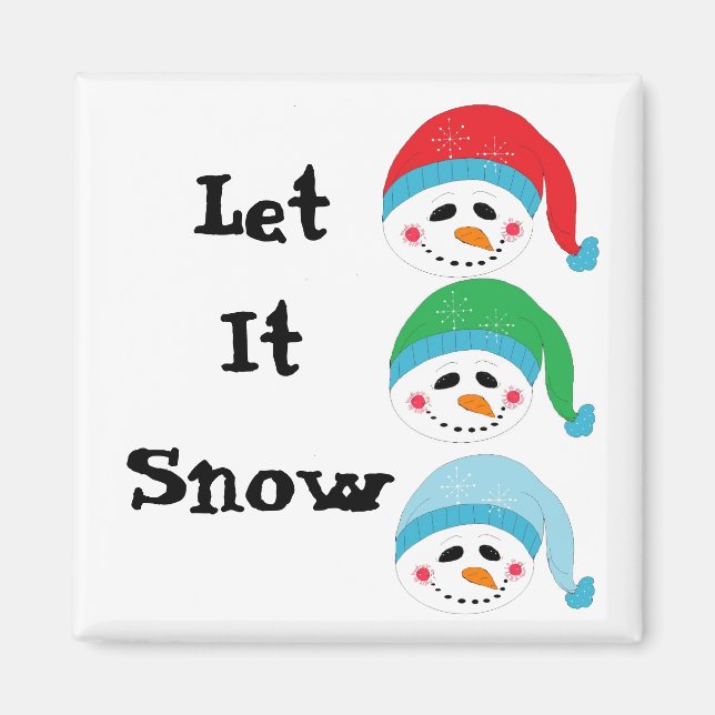 Imán Tres hombres de nieve enfrentados a la alegría (Frente)