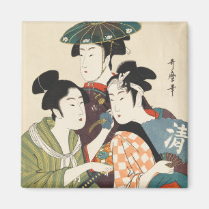 Imán Tres hombres jovenes o mujeres, Utamaro