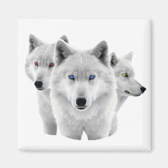 Imán Tres lobos blancos (Frente)