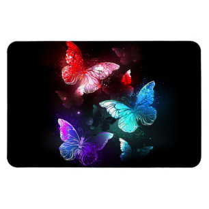Imán Tres mariposas brillantes en el fondo nocturno