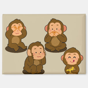 Imán Tres monos sabios más uno normal