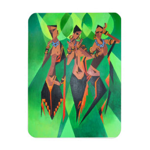 Imán Tres mujeres negras tradicionales étnicas bailando