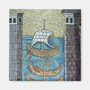 Imán Tres naves que entran en el puerto de Ravena