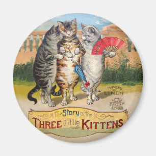 Imán Tres pequeños gatitos madre Ilustracion de oca