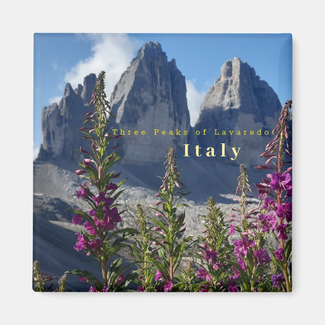 Imán Tres picos de Lavaredo Wildflowers Italia (Frente)