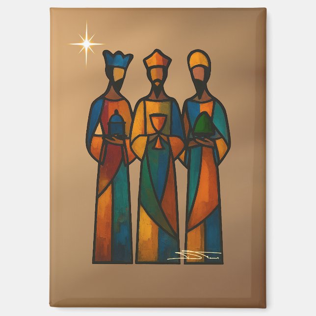 Imán Tres Reyes Magos Abstractos (Anverso)