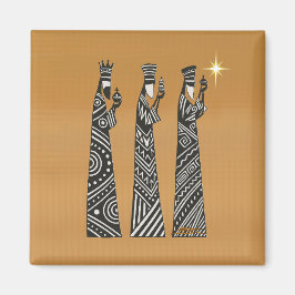 Imán Tres Reyes Magos Navidad Natividad en Blanco y Neg