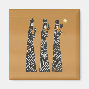 Imán Tres Reyes Magos Navidad Natividad en Blanco y Neg