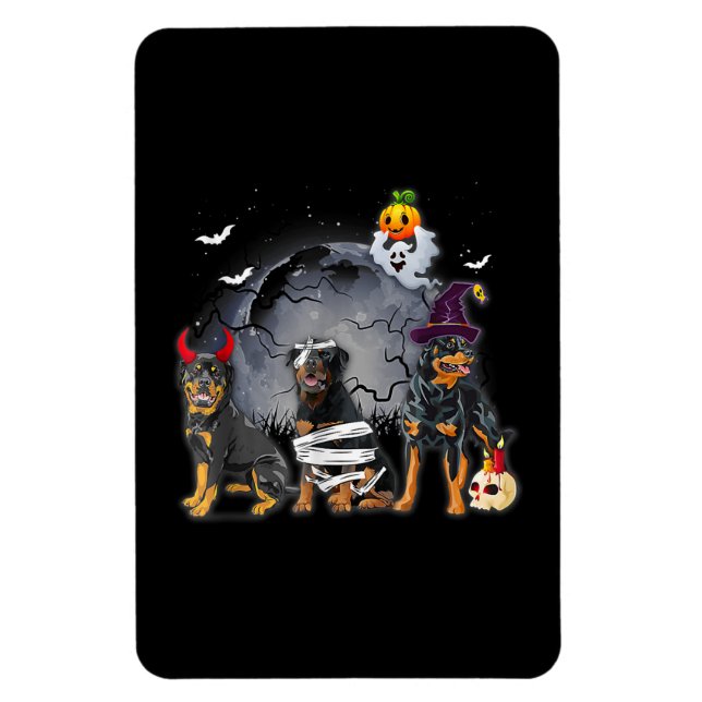 Imán Tres Rottweilers Satan Witch Mummy Halloween Costo (Vertical)