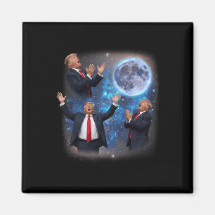 Imán Tres Trumps Aullando En La Luna Extraño Meme Trump