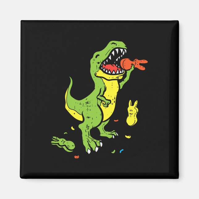 Imán Trex Comer Bunny Divertido Pascua Dinosaurios Love (Frente)