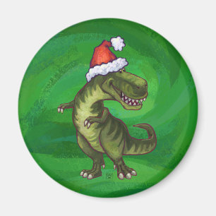 Imán TRex en Santa Hat en Green