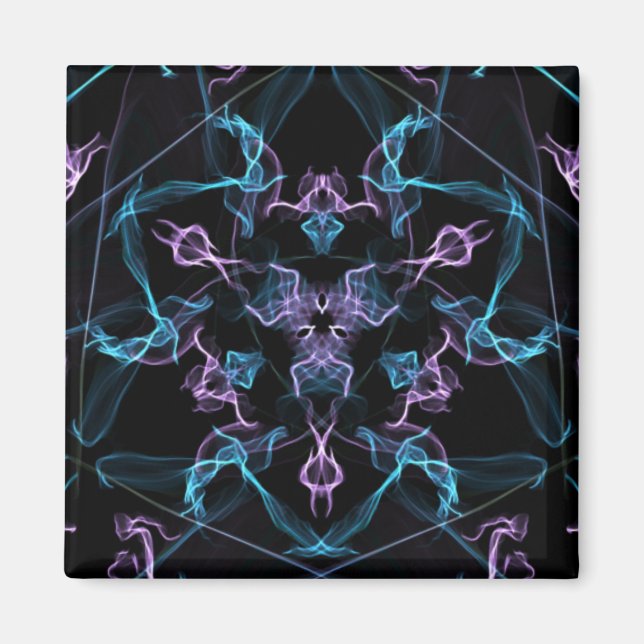 Imán Triángulo morado y azul Mandala (Frente)