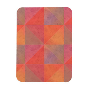 Imán Triángulos Naranja Rosa Rojo Arte Geométrico Acuar