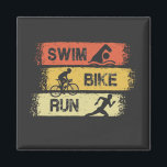 Imán Triatlón - Huida en bicicleta de natación<br><div class="desc">Diseño de triatlón para un triatleta para el próximo entrenamiento de triatlón.</div>