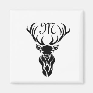 Imán Tribal Black Stag Silhouette Monogram