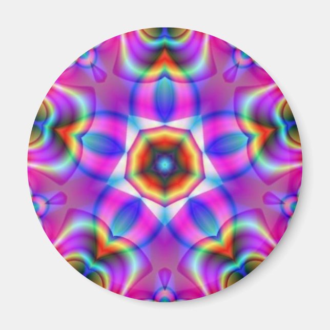 Imán Tribal Fractal Mandala Star Flower Magnet (Frente)