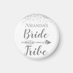 Imán Tribu de novias de boho de plata personalizada