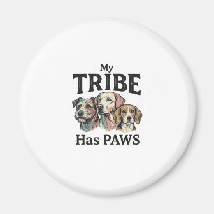 Imán Tribu de perros tiene patas diseño de grabado vint