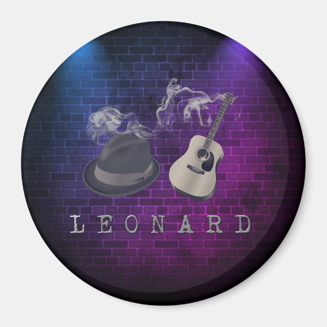 Imán Tributo a las luces moradas azules de Leonard (Frente)