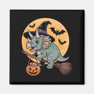 Imán Triceratops Gorra de Brujas Calabaza Halloween Ves