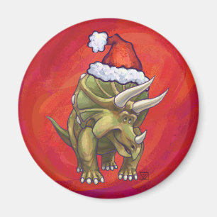 Imán Triceratops Navidad En Rojo