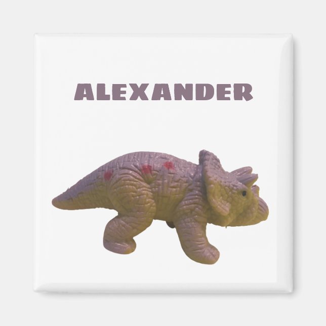 Imán Triceratops Y Tu Nombre Dinosaurio Juguete (Frente)