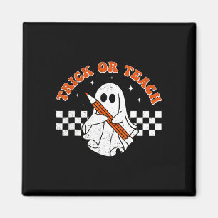 Imán Trick O Teach Groovy Teacher Halloween Retro Flor