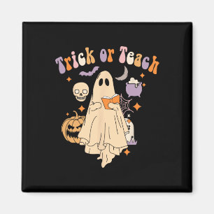 Imán Trick O Teach Groovy Teacher Halloween Retro Flor