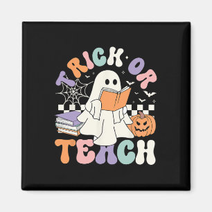 Imán Trick O Teach Spooky Teacher Cute Ghost Read Book