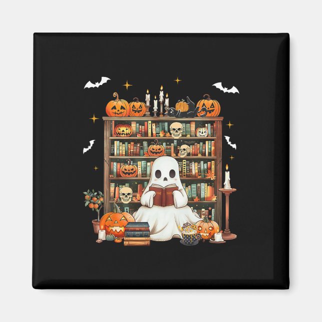 Imán Trick O Teach Spooky Teacher Cute Ghost Read Book (Frente)