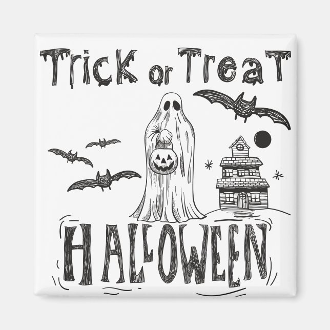 Imán Trick o tratar Halloween Pumpkin Funny (Frente)