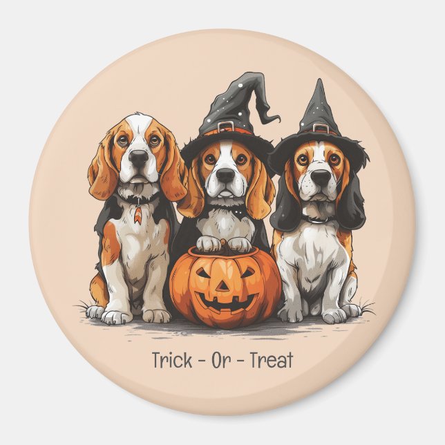 Imán Trick O Treat Halloween Beagle Dogs (Frente)