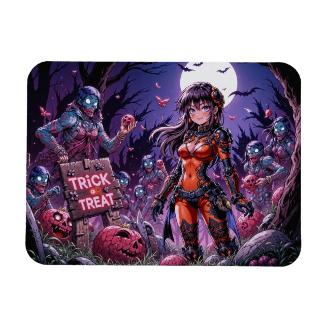 Imán Trick o Treat Halloween Zombis con el cerebro (Horizontal)