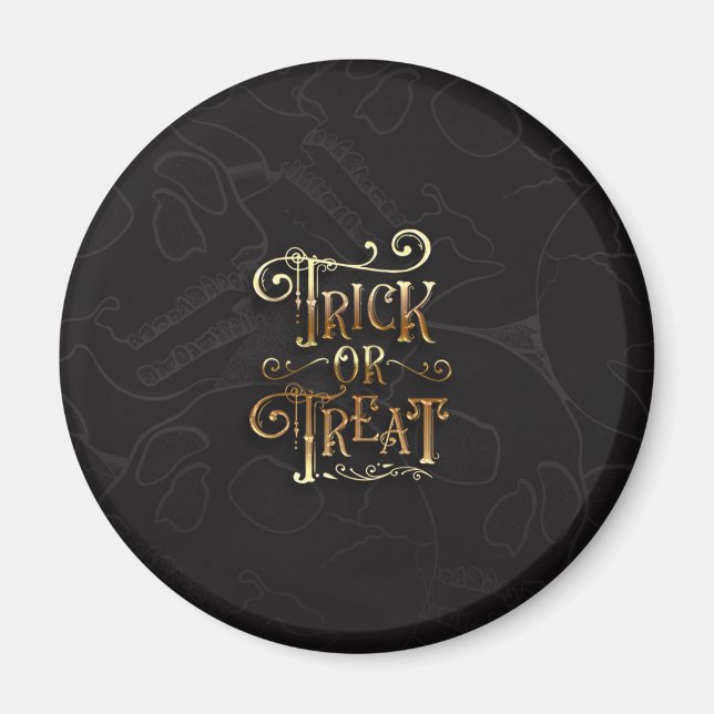 Imán Trick o Trek Skulls Black & Gold Halloween (Frente)