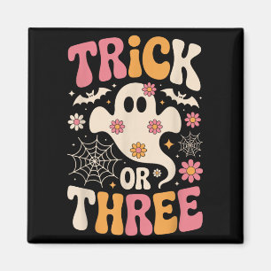 Imán Trick Or Three Cumpleaños De 3 Años Groovy Ghost H