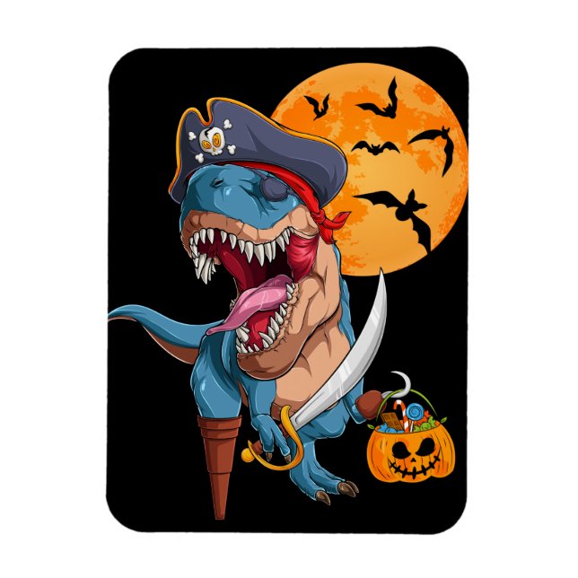 Imán Trick pirata T-Rex trata dinosaurio de Halloween (Vertical)