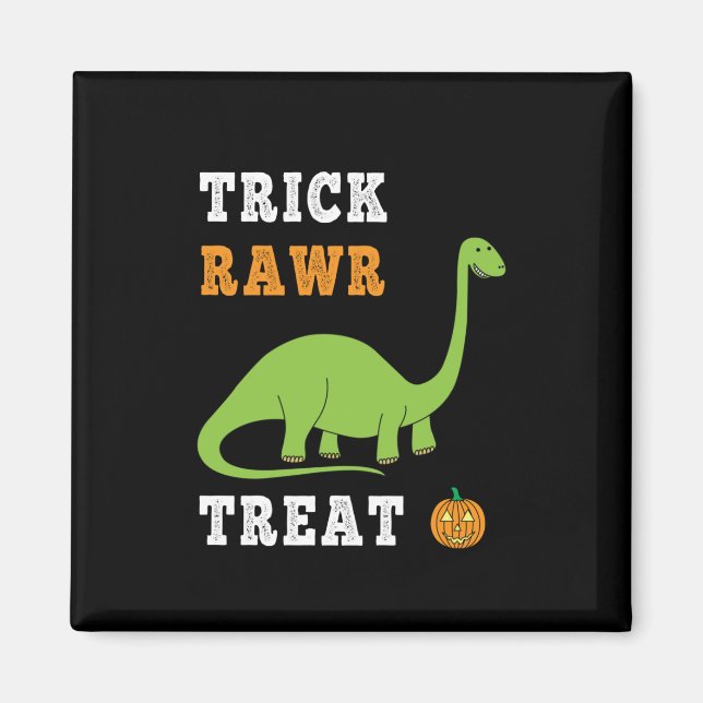 Imán Trick Rawr Treat Cute Halloween Brontosaurus Dino (Frente)