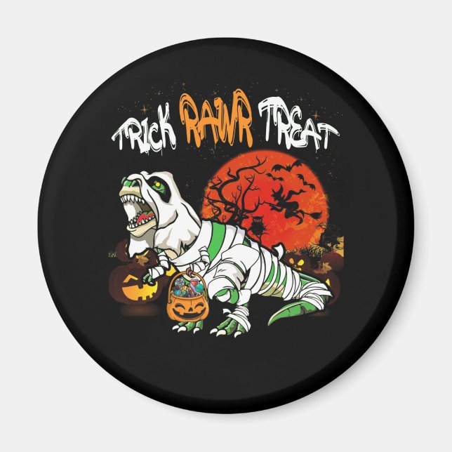 Imán Trick Rawr Tret Halloween Dinosaur T Rex Pumpkin (Frente)