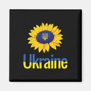 Imán Tridente de girasol de Ucrania Tryzub símbolo ucra