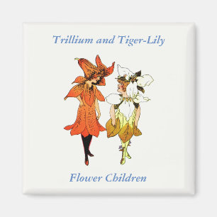 Imán Trillium y Tiger-Lily, Whimsical Flower Book Art